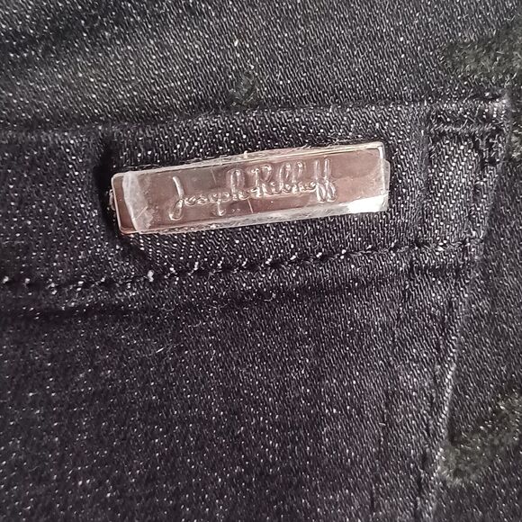 Joseph Ribkoff Jeans 12 Black Floral Velvet Flocked Pull On Stretch Denim Pants - Picture 6 of 10